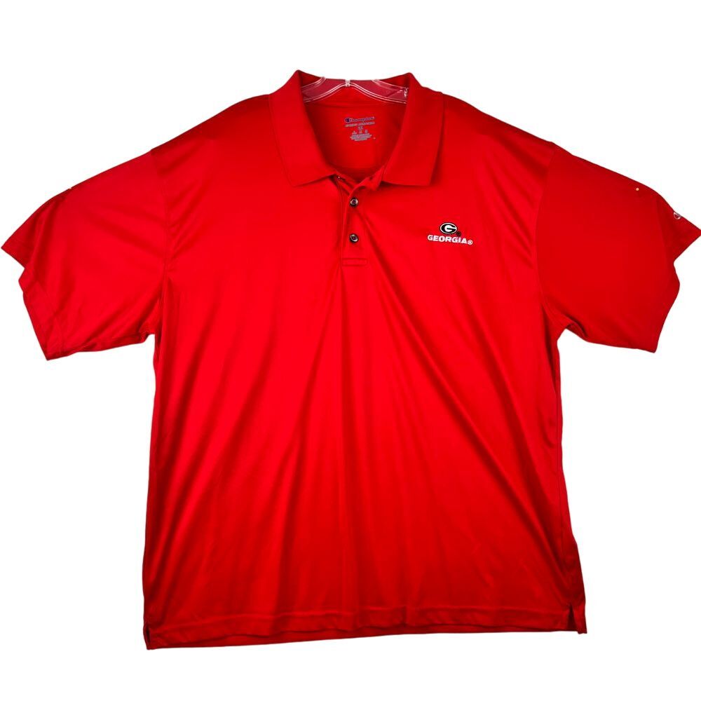 GEORGIA Bulldog Football Embroidered Red Performance‎ Short Sleeve Polo Size 2X